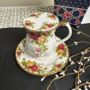 Vintage Royal Albert Old Country Roses Mug with lid and Saucer Very Rare!